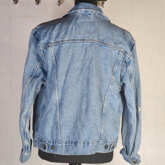 Levi Strauss Medium Wash Distressed Red Label Vintage Original Jean Jacket Sz S - Picture 11 of 16